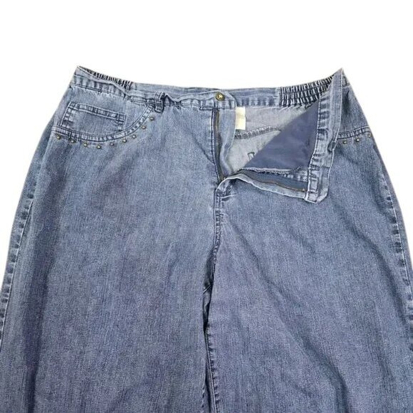 Alfred Dunner Jeans Women’s 16 High Rise Blue Studded Straight Leg Denim - Picture 5 of 12